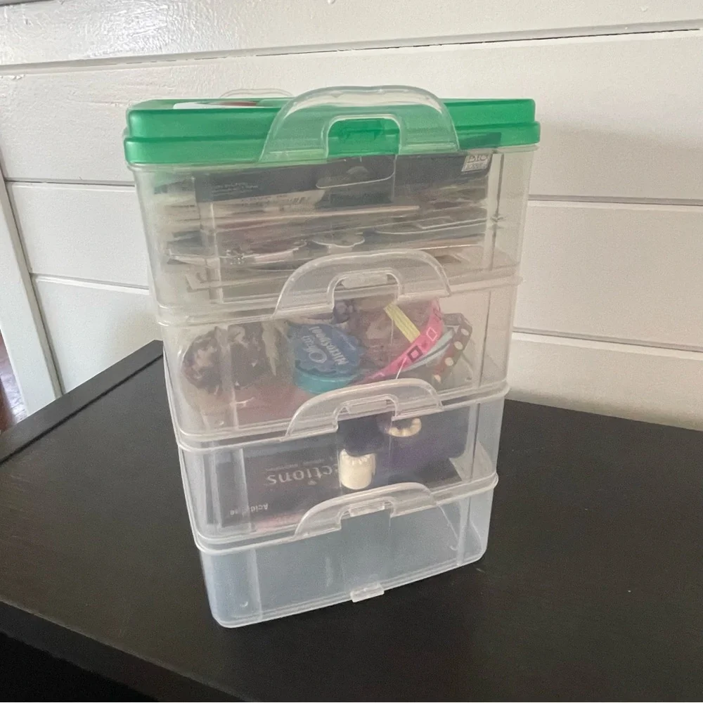 Scrapbooking Supplies Mystery Box Stackable Container Art Craft